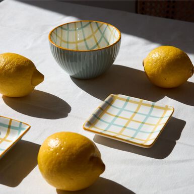 Bol de cer&aacute;mica cuadros Beida &Oslash;12cm