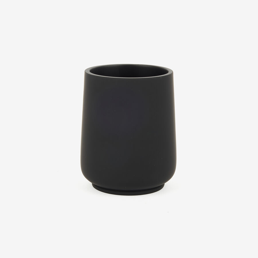 Vaso portacepillos de poliresina negro Carbon Ø8x10cm