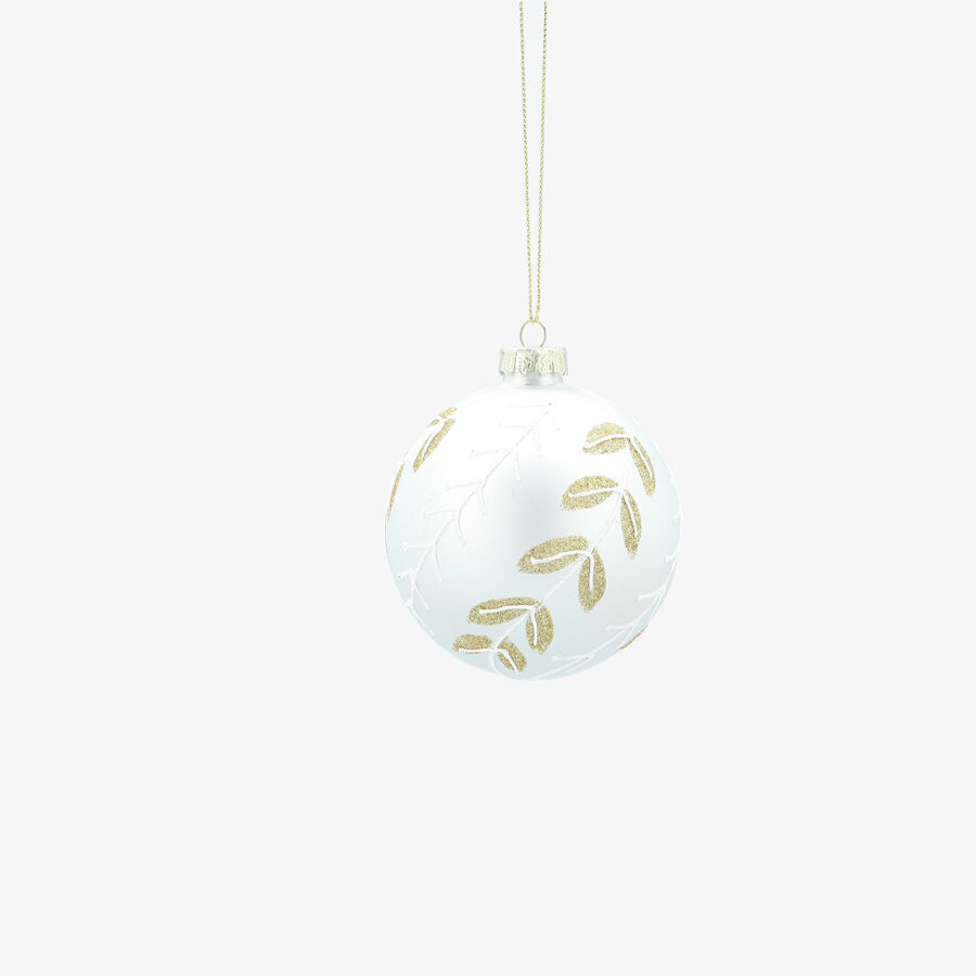 Bola de Navidad blanca y dorada de cristal &Oslash;8cm