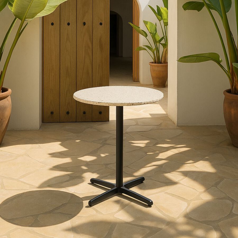 Mesa auxiliar de jardín de piedra blanca Nilo Ø60x72cm