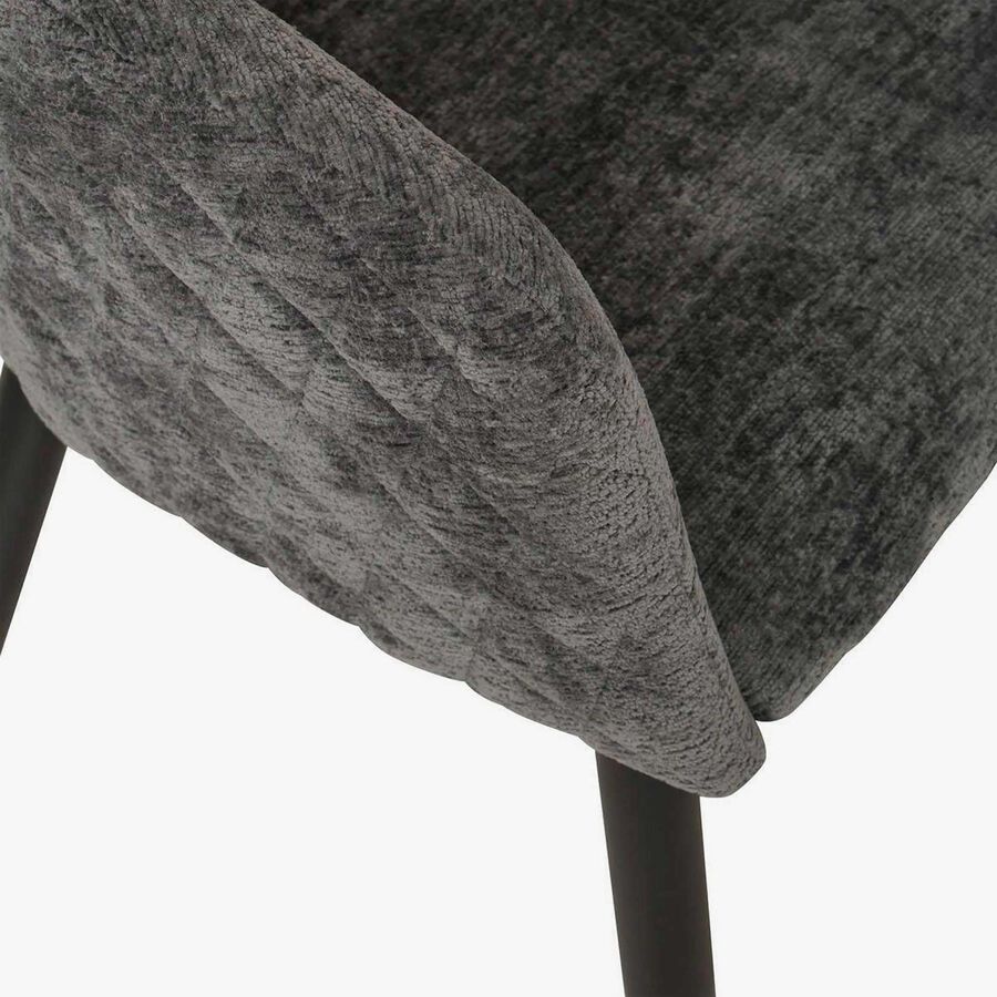 Sill&oacute;n de comedor gris de chenilla con patas negras Zarel 