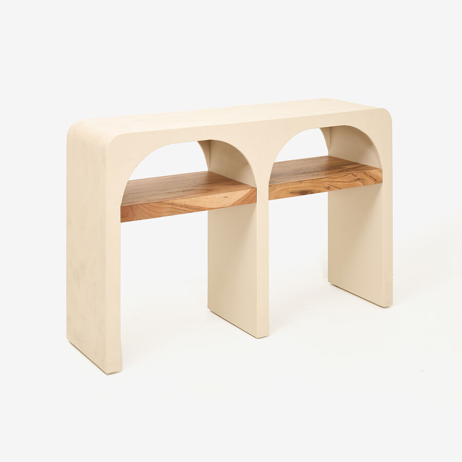 Aparador de microcemento y madera de acacia Kurli 120x35x76cm Clau&Chloe