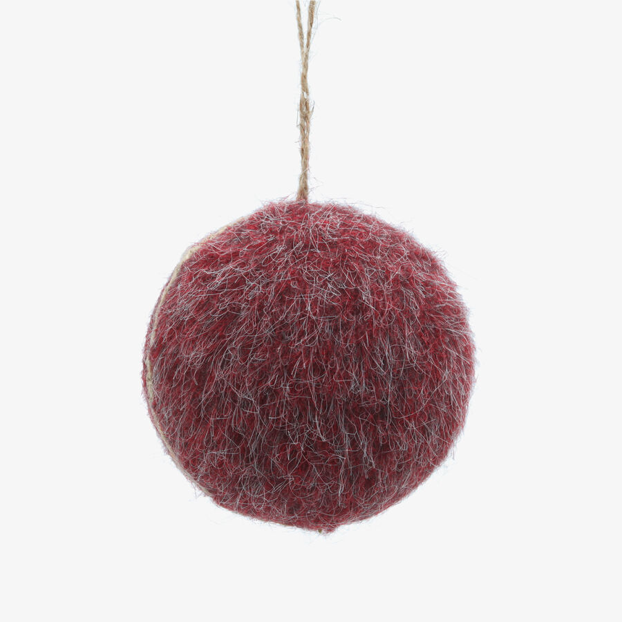 Bola de Navidad de fieltro roja 11x11cm