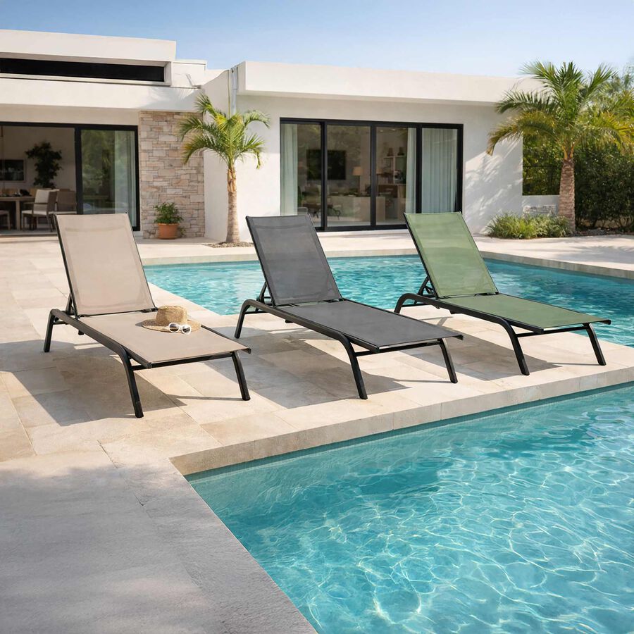 Tumbona de jard&iacute;n de textileno beige Oasis