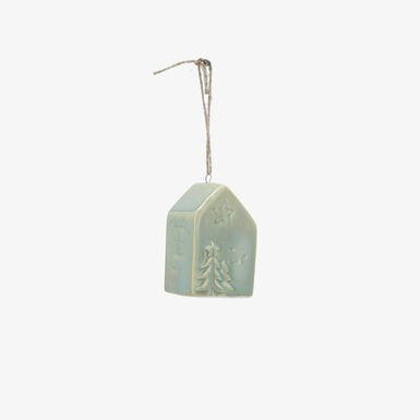 Adorno colgante de casita verde menta de cer&aacute;mica 8cm