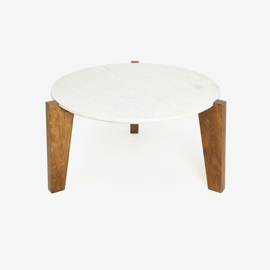 Mesa de centro de mármol y madera Berlín Ø90x45 Clau&Chloe