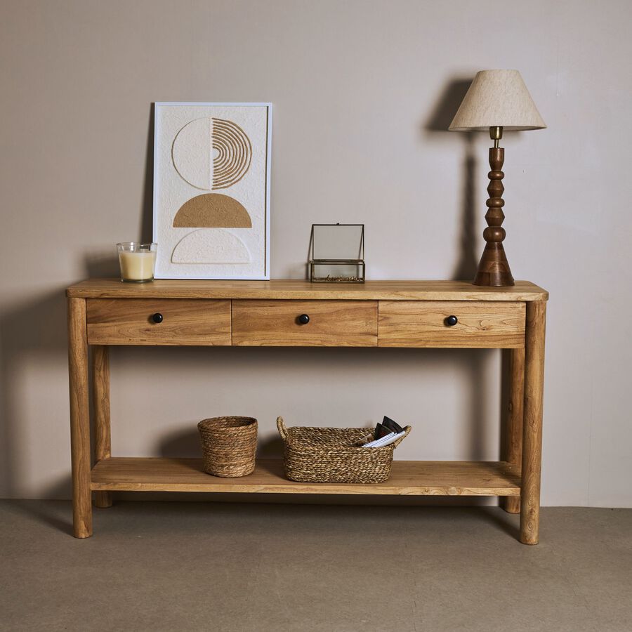 Consola de madera de olmo reciclada Mop 150x38x80cm