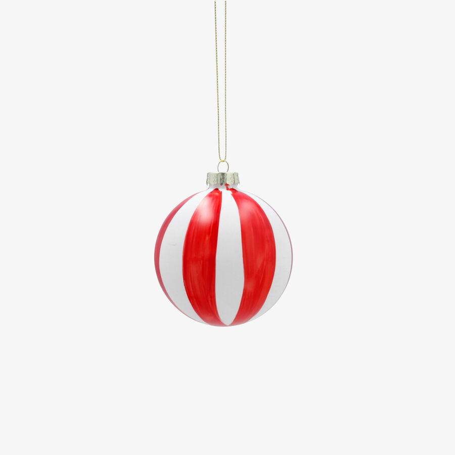 Bola de Navidad roja y blanca de cristal &Oslash;8cm