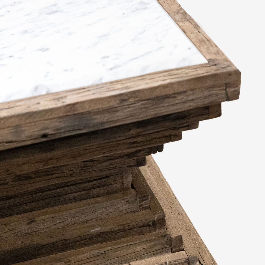 Mesa de centro de madera de olmo reciclada Pisco 100x100x45cm
