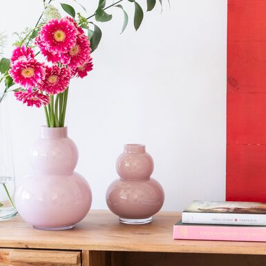 Jarr&oacute;n de cristal rosa palo Lia &Oslash;14x18cm