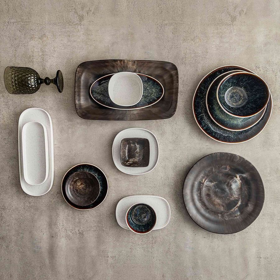 Bol moteado de cer&aacute;mica blanca Orizon &Oslash;11,5cm