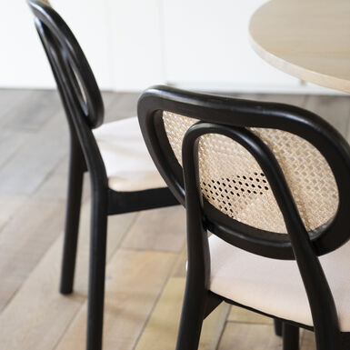 Silla de comedor de ratán y lino Cibran 46x42x85cm Clau&Chloe