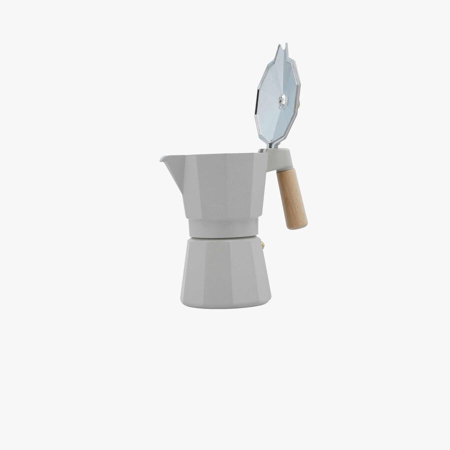 Cafetera italiana gris de aluminio fundido Bruma 6 tazas