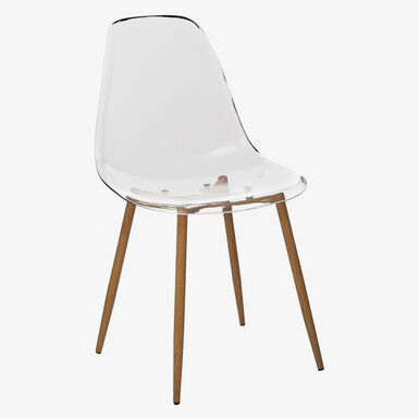 Silla de comedor transparente con patas de metal efecto madera Orel