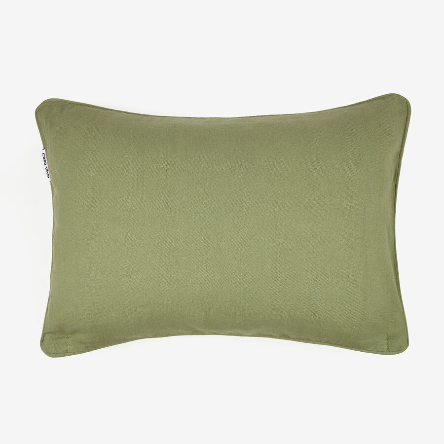 Funda de coj&iacute;n de algod&oacute;n verde ribete 30x45cm
