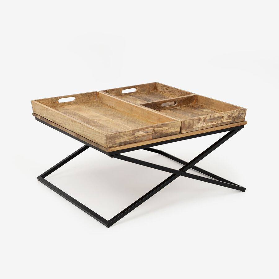 Mesa de centro en madera de mango Mil&aacute;n 80x80cm