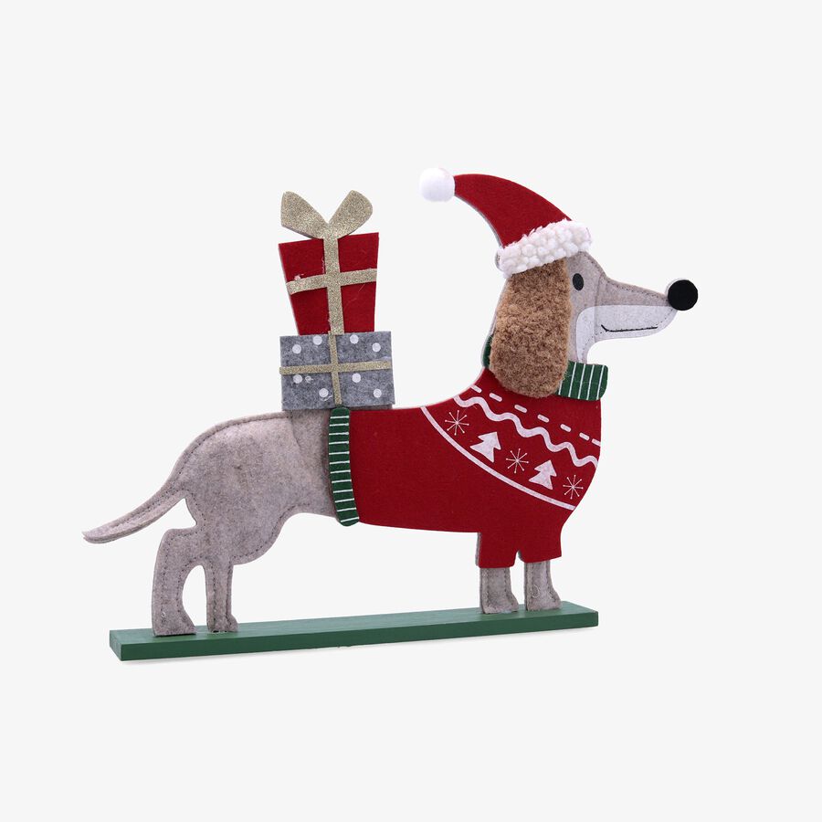Figura decorativa navideña de perro 41.5x5x29cm