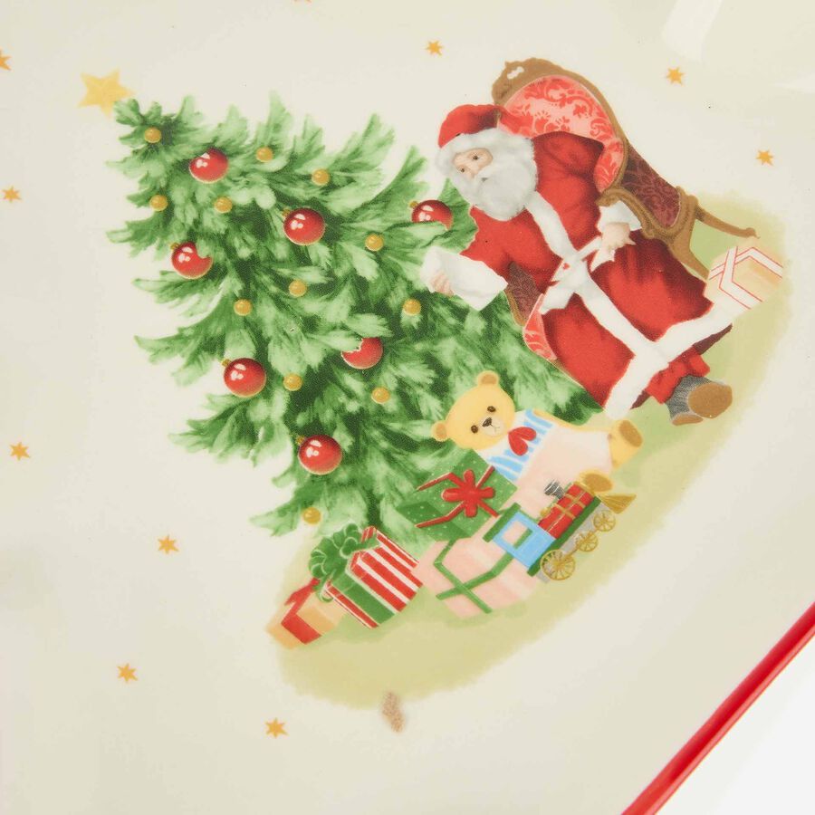 Plato árbol de cerámica Santa Claus con árbol 28x23cm