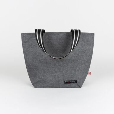 Bolsa gris jaspeada lunch bag 33x14x24cm