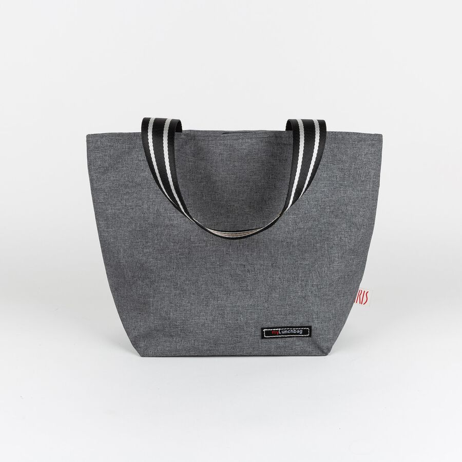 Bolsa gris jaspeada lunch bag 33x14x24cm