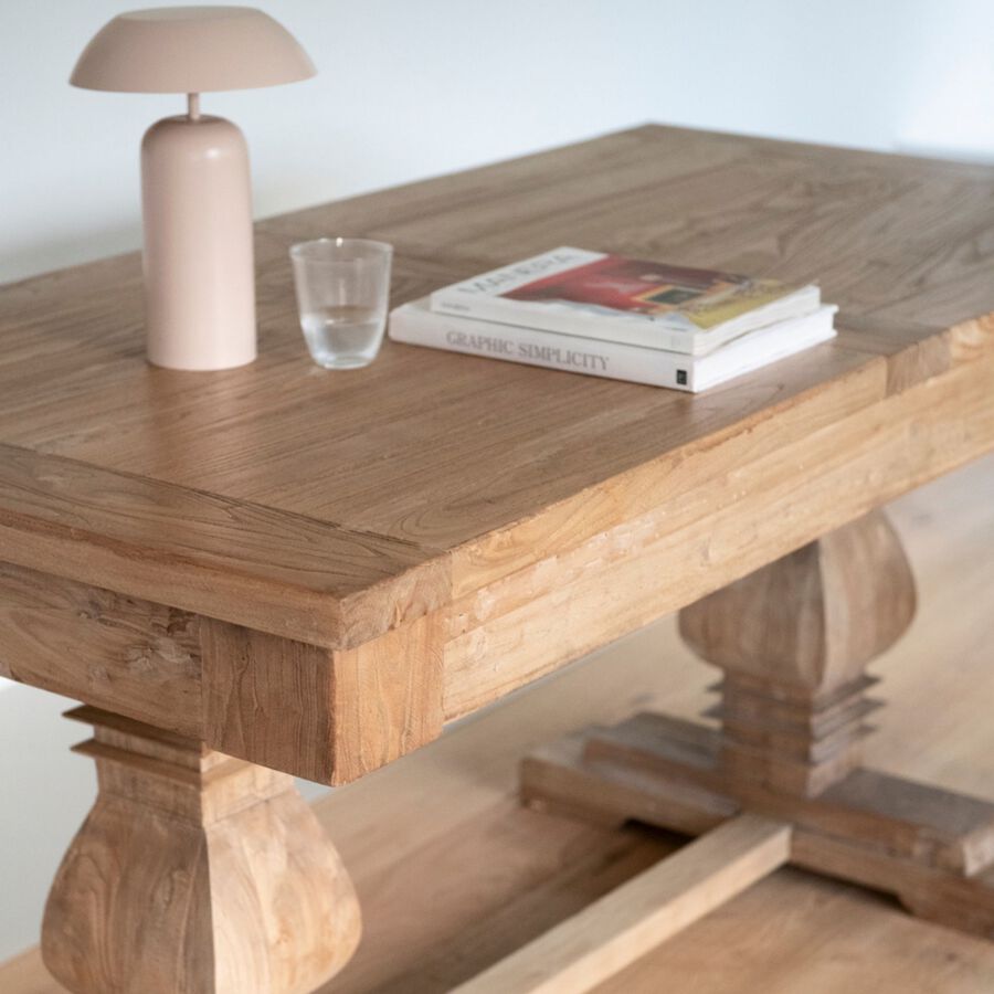 Mesa de comedor extensible de madera de olmo reciclada Toulouse 160/220x80x76cm