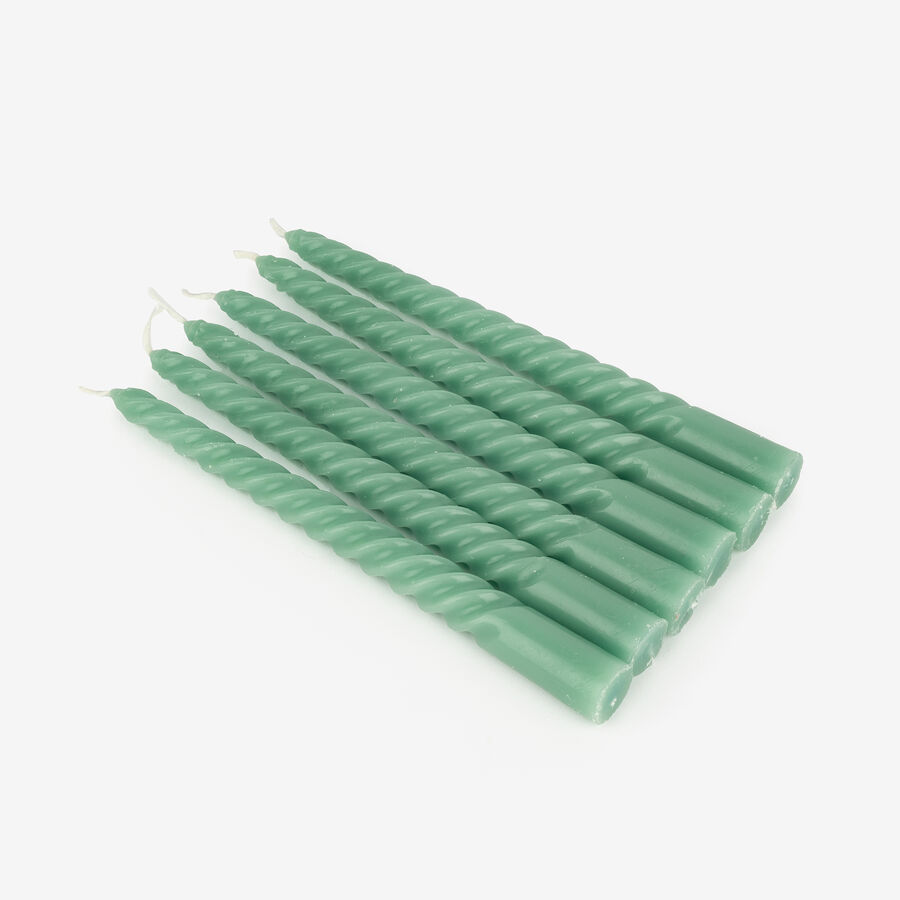 Set de 6 velas decorativas para candelabro verde Ø2x20cm