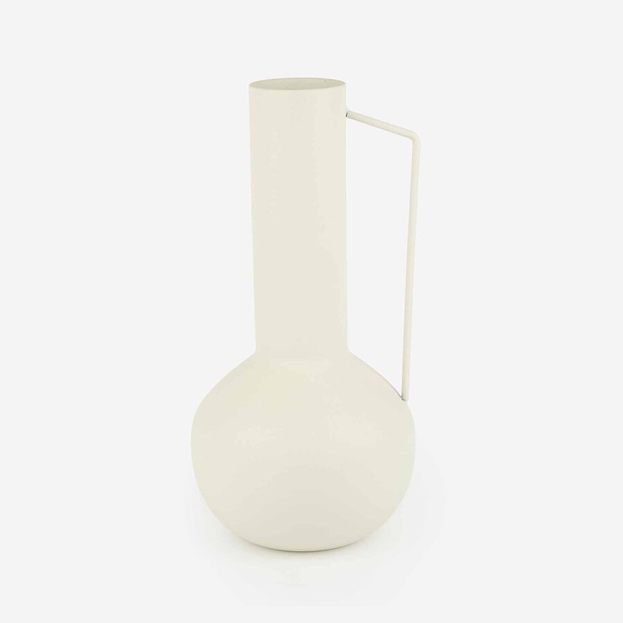 Jarron de zinc 17x17x34cm blanco Zen
