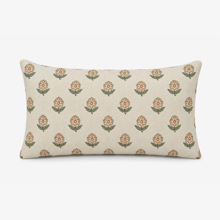 Funda de coj&iacute;n reversible beige de algod&oacute;n y poli&eacute;ster Sira 30x45cm