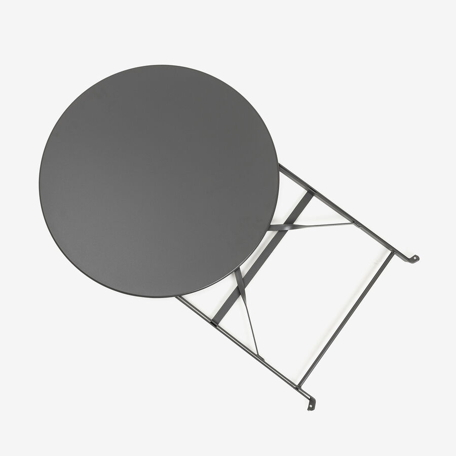 Set de jard&iacute;n plegable de mesa y 2 sillas de acero gris oscuro Bistro