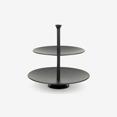 Expositor de porcelana de 2 pisos negro 30cm
