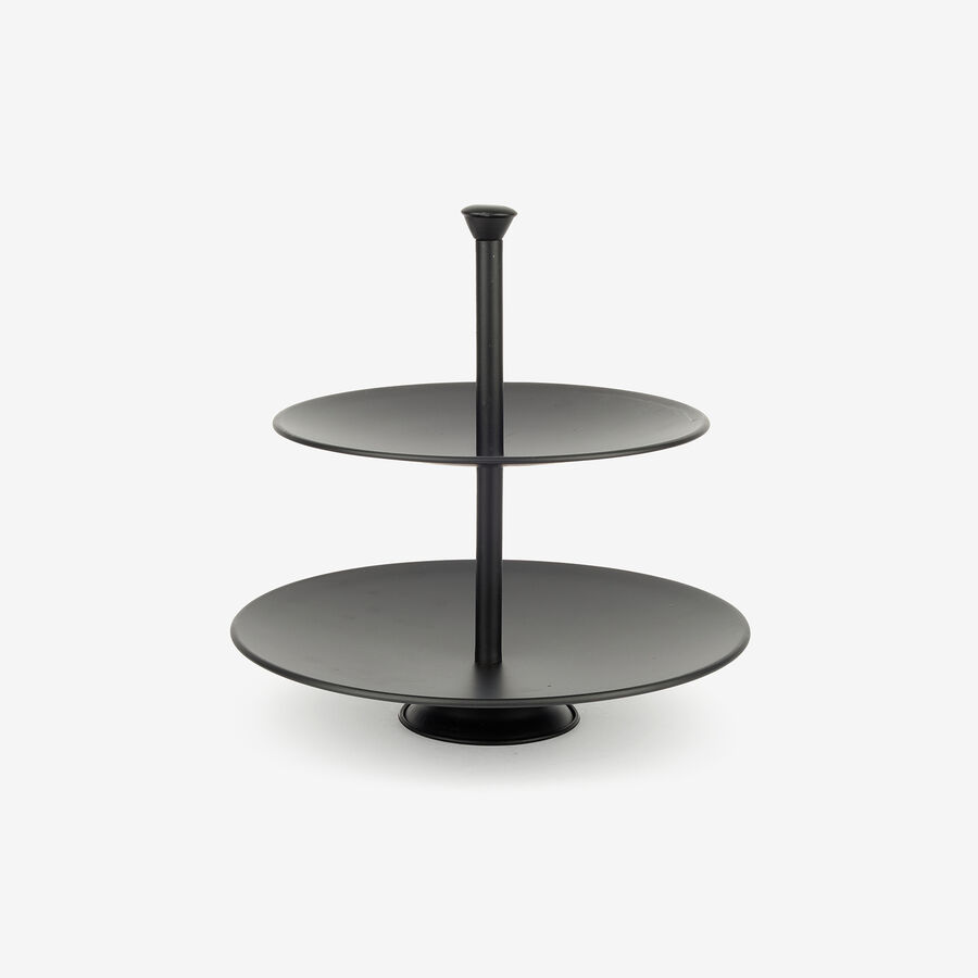 Expositor de porcelana de 2 pisos negro 30cm