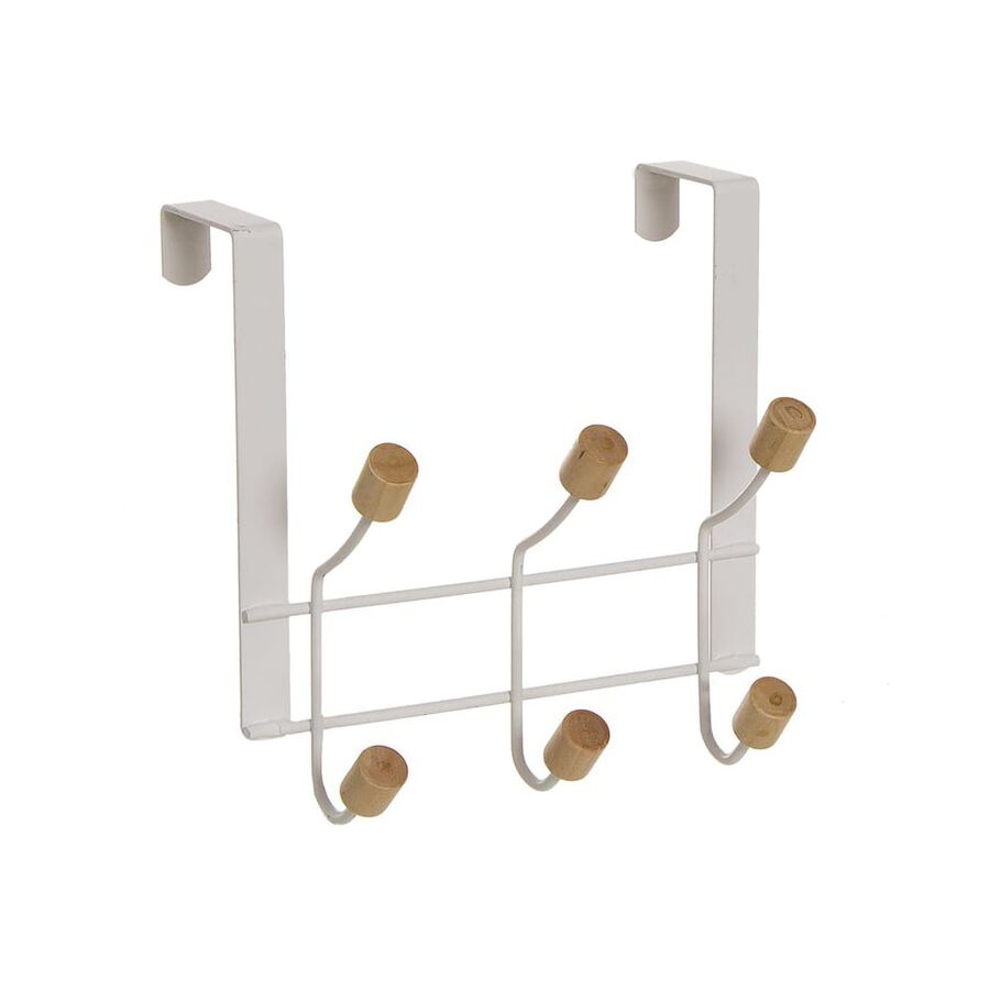 Perchero de puerta de metal blanco 20x17x10cm