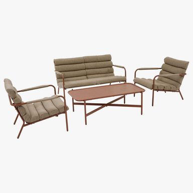 Conjunto de jard&iacute;n para 4 personas de acero caoba Solani