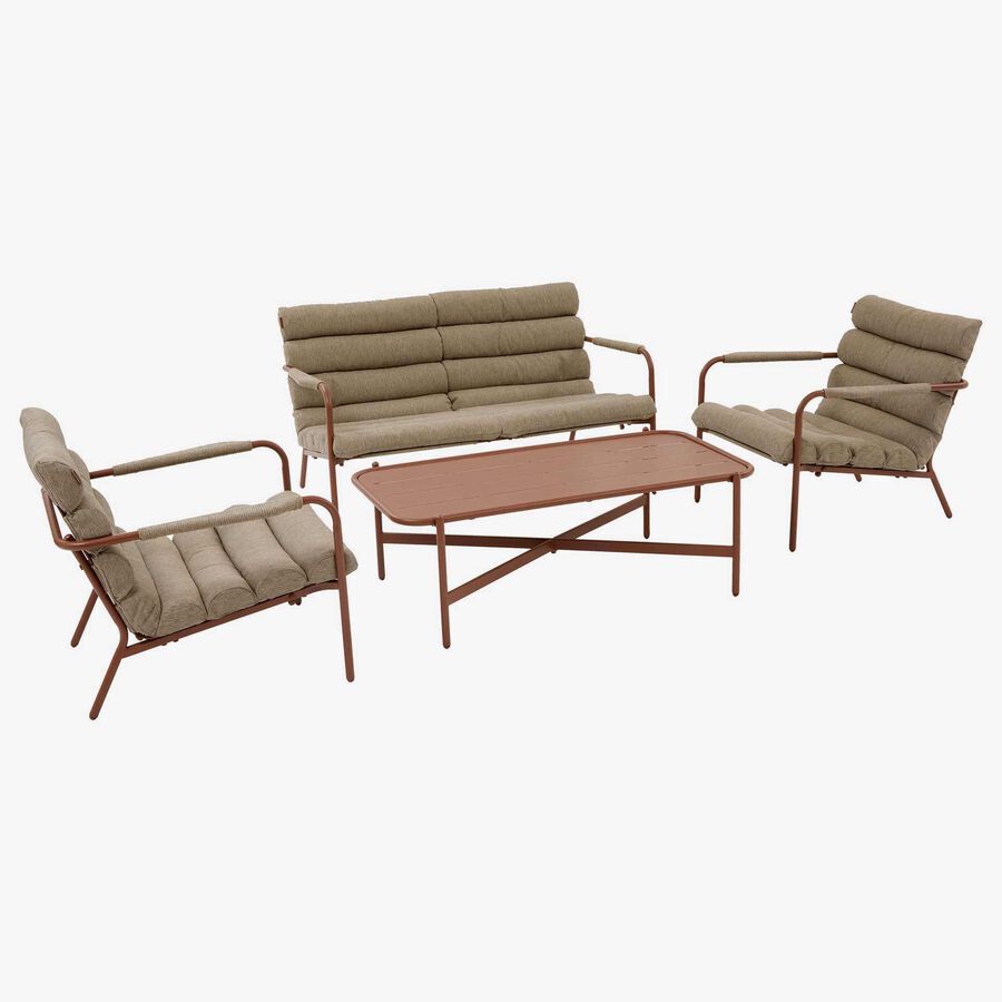 Conjunto de jard&iacute;n para 4 personas de acero caoba Solani