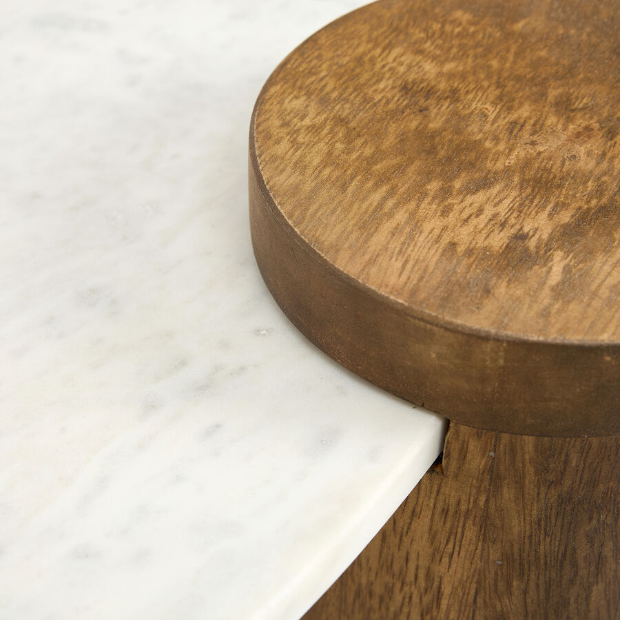 Mesa de centro de mármol y madera Houston Ø90x45 Clau&Chloe