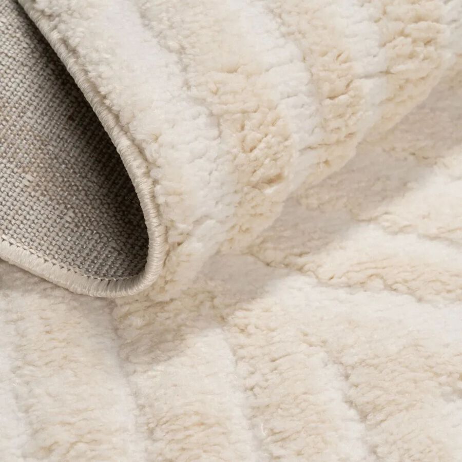 Alfombra beige de poli&eacute;ster y yute relieve 240x330cm