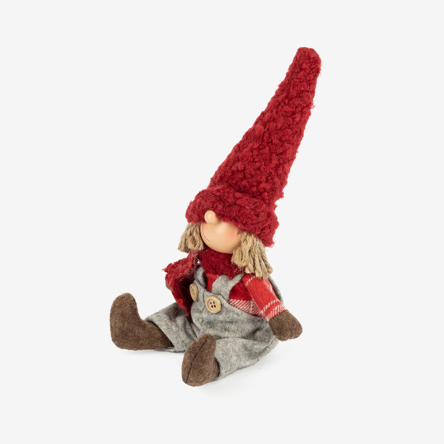 Figura decorativa Muñeco sentado con gorro 28cm