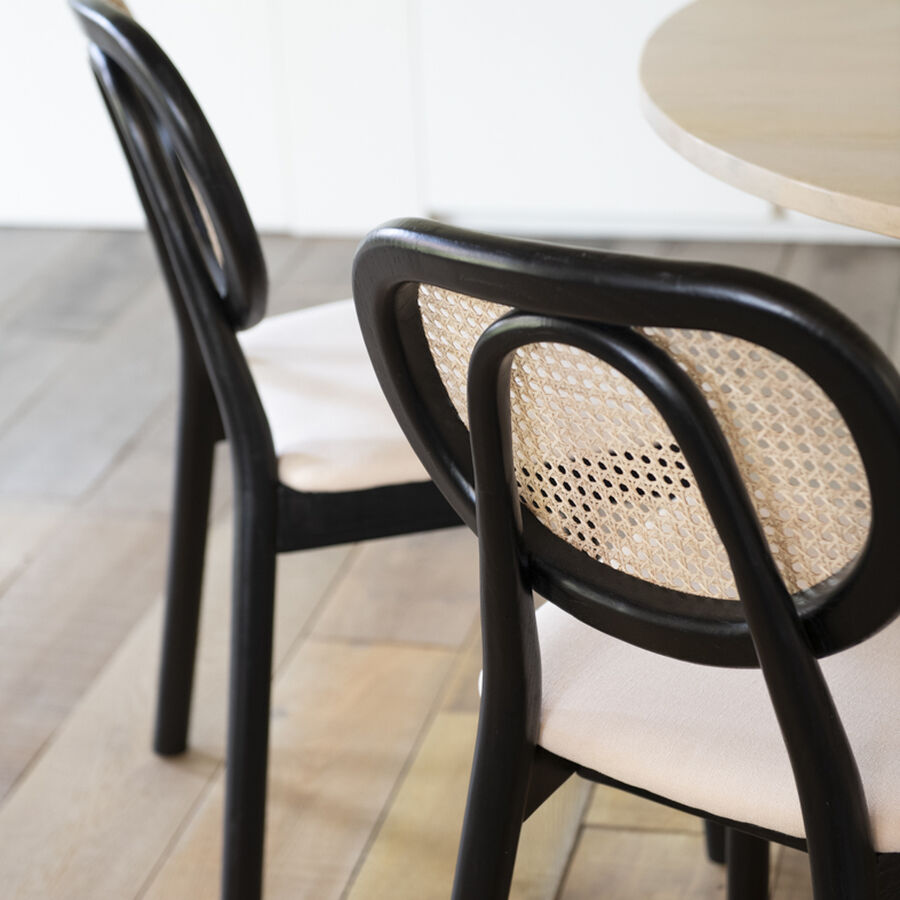 Silla de comedor de ratán y lino Cibran 46x42x85cm Clau&Chloe