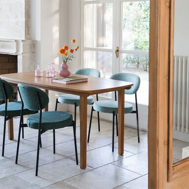 Mesa de comedor rectangular de madera chapada de roble Lyon 160x80x76cm