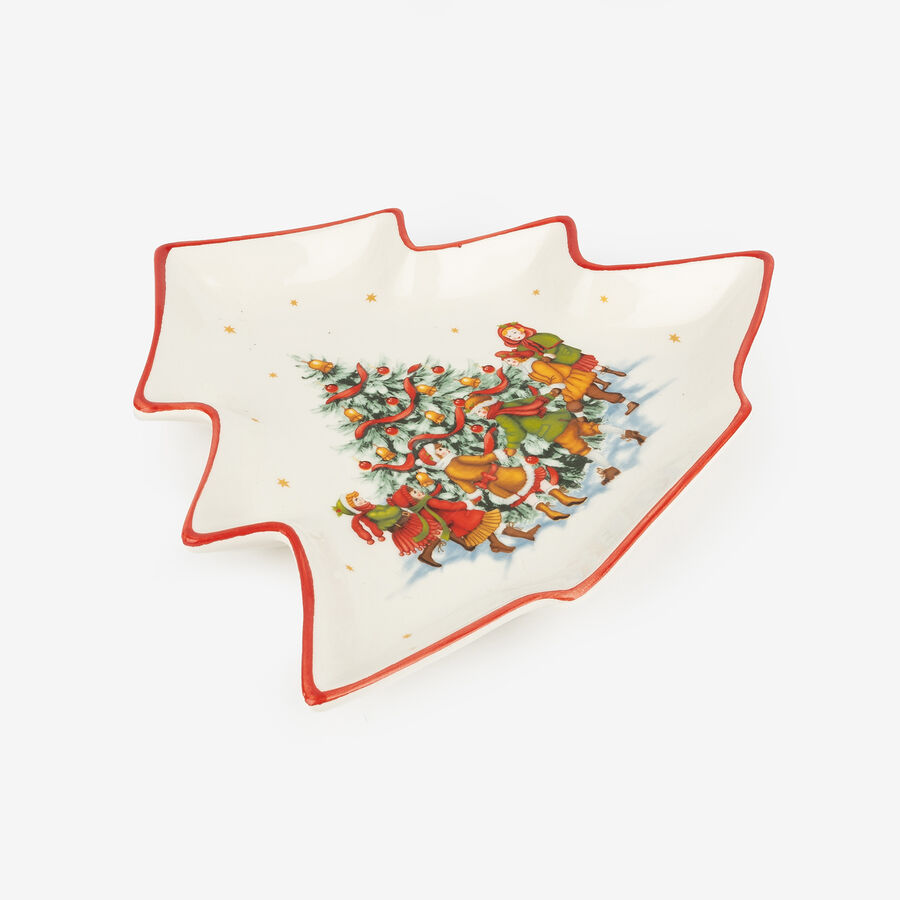 Plato de cerámica árbol Nochebuena 28x23cm