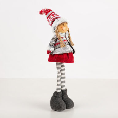 Figura decorativa Muñeco niña rojo y gris