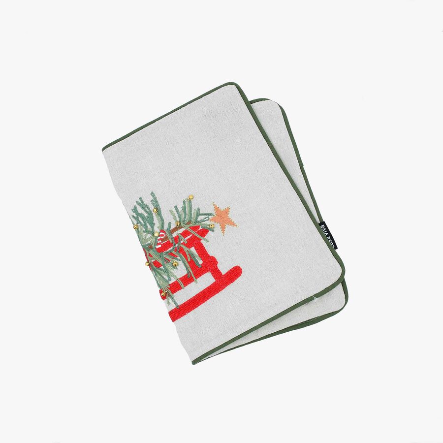 Funda de coj&iacute;n trineo con &aacute;rbol 30x45cm