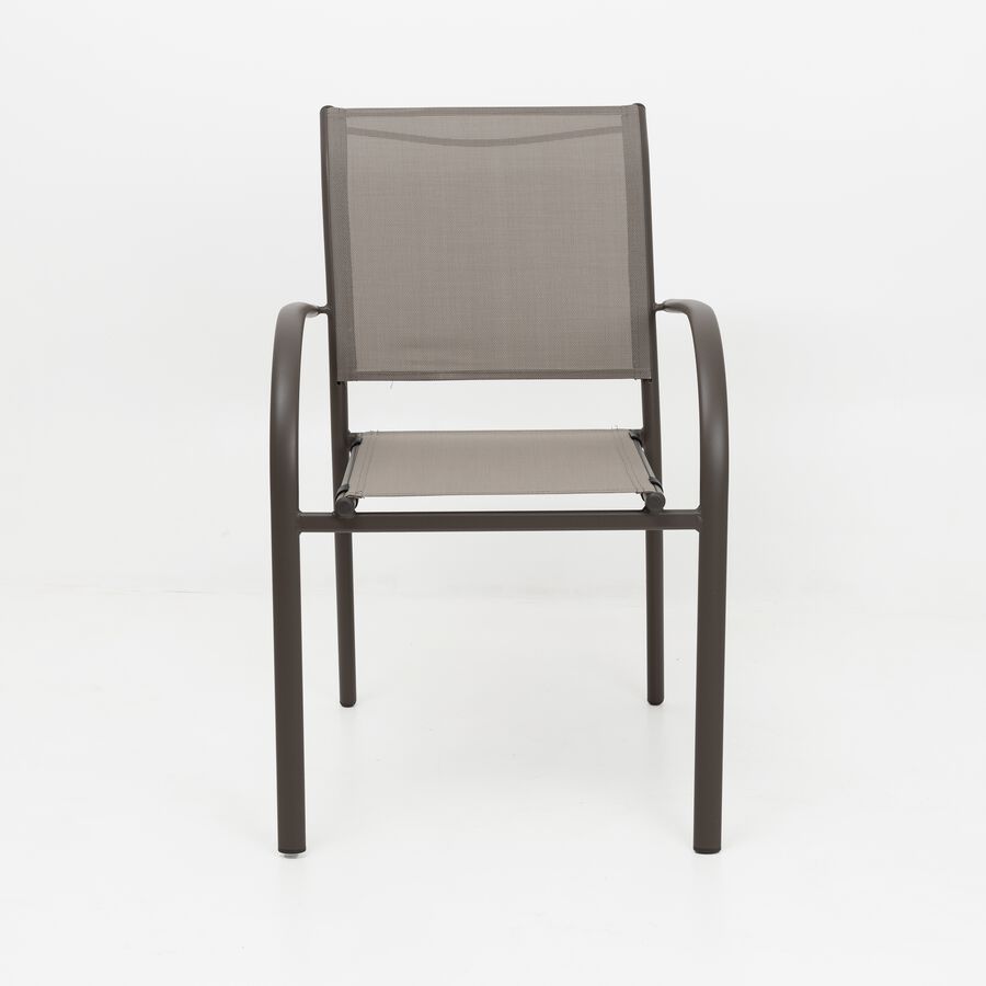 Silla de jardín apilable con reposabrazos de aluminio marrón Feroe 65x56x88cm