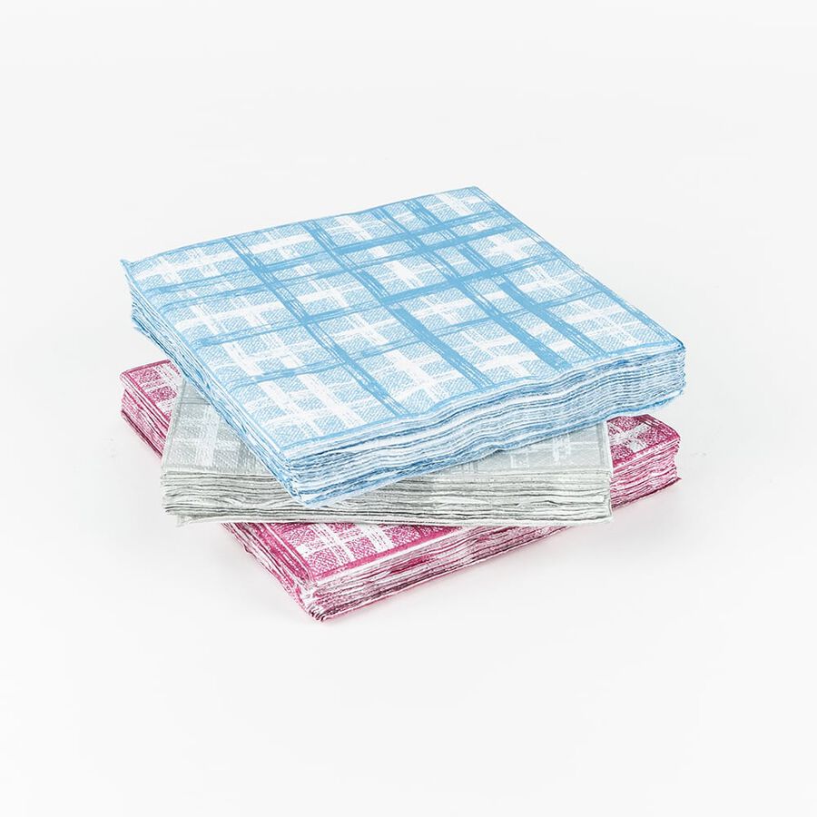 Set de 20 servilletas de papel a cuadros en 3 colores