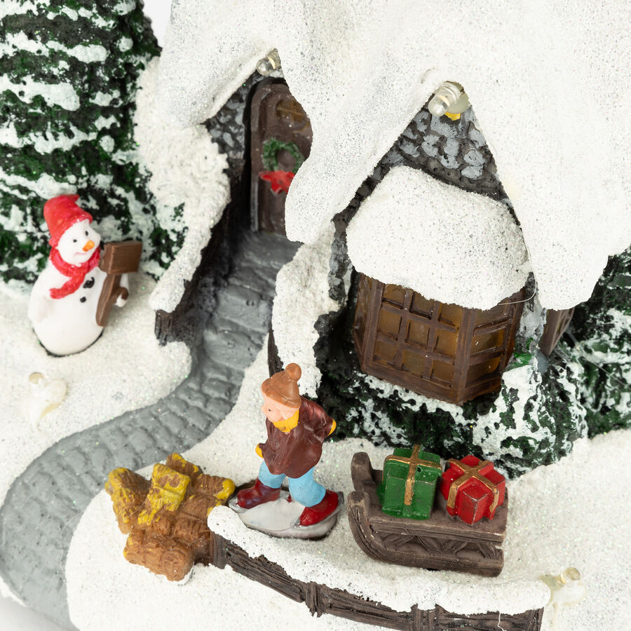 Figura decorativa con luz LED Casita nevada 17x14x15,5cm