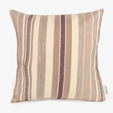 Funda de cojín exterior de algodón reciclado raya rosa Baris 45x45cm