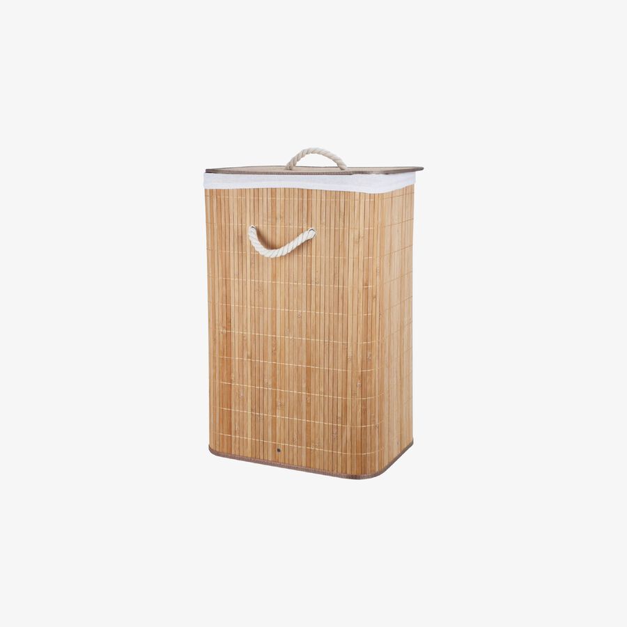 Cesta para ropa de bambú con tela Lin