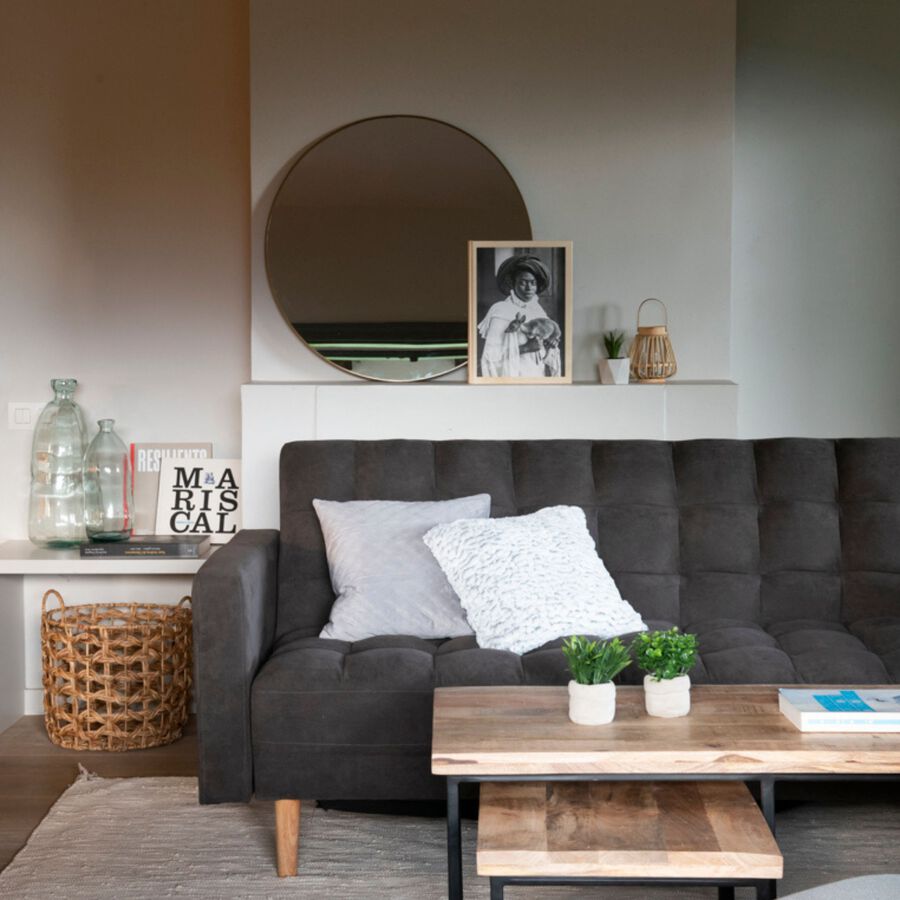 Espejo de pared redondo con marco dorado Flame &Oslash;80cm