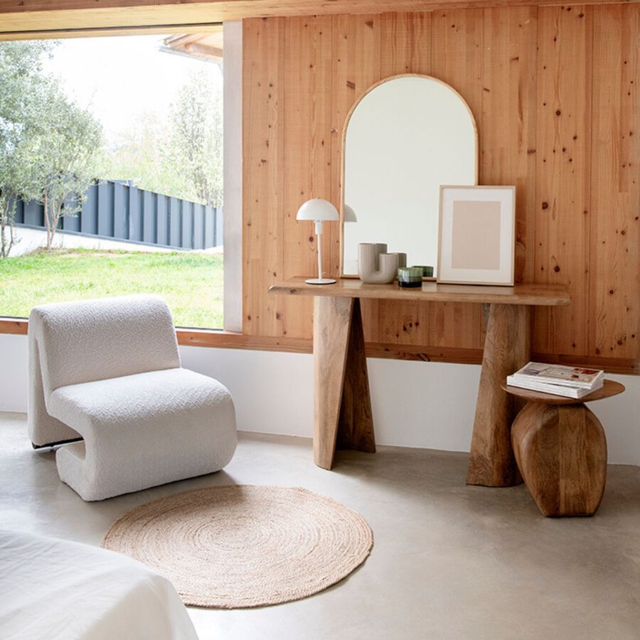 Mesa auxiliar de madera de mango clara Dublin 45x35x55cm Clau&Chloe