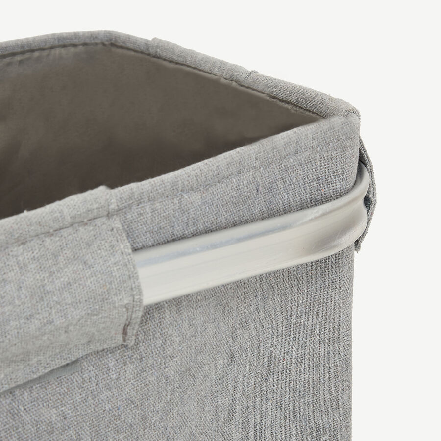 Cesta para ropa rectangular doble de aluminio y tela gris Deluxe 50x30x50cm